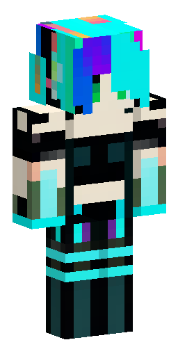 Minecraft skin, 64x64 pixel art layout, front and back view. Anime cyberpunk girl, short… Скин Майнкрафт: Minecraft skin, 64x64 pixel art layout, front and back view. Anime cyberpunk girl, short…