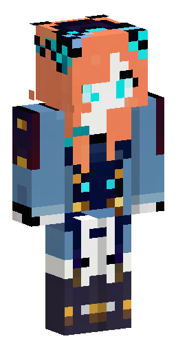 Minecraft skin 64x64, steampunk anime girl, long fire-orange hair, copper mechanical cat… Скин Майнкрафт: Minecraft skin 64x64, steampunk anime girl, long fire-orange hair, copper mechanical cat…