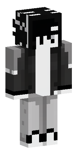 Minecraft skin, black and white anime style character, wearing jacket with Hapez text on… Скин Майнкрафт: Minecraft skin, black and white anime style character, wearing jacket with Hapez text on…
