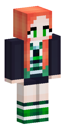 Minecraft skin, cute anime girl, long wavy copper-orange hair, green eyes, round black… Скин Майнкрафт: Minecraft skin, cute anime girl, long wavy copper-orange hair, green eyes, round black…