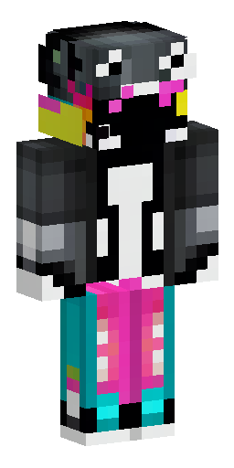 Minecraft skin: Dark gray, wink face, tongue out. Black top hat, pink band, monster… Скин Майнкрафт: Minecraft skin: Dark gray, wink face, tongue out. Black top hat, pink band, monster…