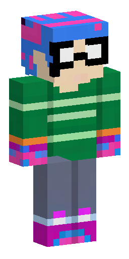 Minecraft skin, human character, messy fluffy blue hair, big dark glasses, pink cheeks.… Скин Майнкрафт: Minecraft skin, human character, messy fluffy blue hair, big dark glasses, pink cheeks.…