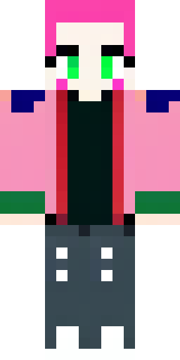 Minecraft skin, male/non-binary character, messy vibrant red and magenta hair. Bright… Скин Майнкрафт: Minecraft skin, male/non-binary character, messy vibrant red and magenta hair. Bright…