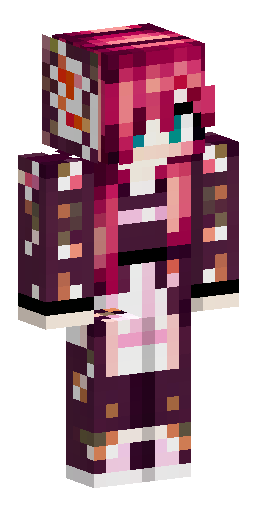 Minecraft skin of a cute anime girl, long cherry red hair with straight bangs and a… Скин Майнкрафт: Minecraft skin of a cute anime girl, long cherry red hair with straight bangs and a…
