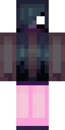 Скин Майнкрафт: Minecraft skin of a scary voidling girl, pure black skin tone, one…