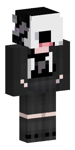 Minecraft skin: pale girl, black ushanka with grey star, black horns, long black hair.… Скин Майнкрафт: Minecraft skin: pale girl, black ushanka with grey star, black horns, long black hair.…