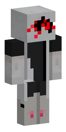 Minecraft skin, pale grey human cultist with glowing red eyes and dark sunken sockets.… Скин Майнкрафт: Minecraft skin, pale grey human cultist with glowing red eyes and dark sunken sockets.…