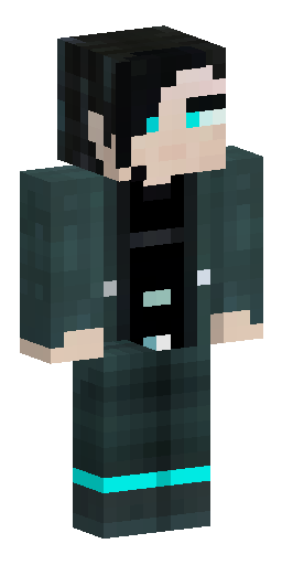 Minecraft skin texture map 64x64, cyberpunk male character, long dark hair tied back… Скин Майнкрафт: Minecraft skin texture map 64x64, cyberpunk male character, long dark hair tied back…