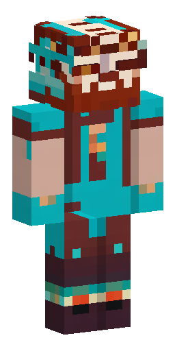 Minecraft Steve skin: bald dwarf with crown tattoo, chestnut beard, dark turquoise… Скин Майнкрафт: Minecraft Steve skin: bald dwarf with crown tattoo, chestnut beard, dark turquoise…