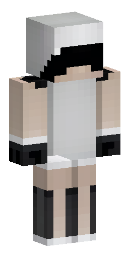 Minimalistic white character with black gloves and and black bandage that cover his eye Скин Майнкрафт: Minimalistic white character with black gloves and and black bandage that cover his eye