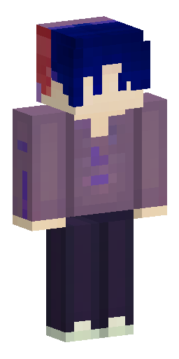 Мужчина, взрослый; короткие тёмно-синие волосы, тёмная одежда с фиолетовыми и красными… Скин Майнкрафт: Мужчина, взрослый; короткие тёмно-синие волосы, тёмная одежда с фиолетовыми и красными…