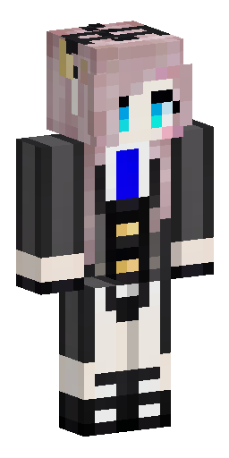 Pale skin, girl, elven ears, wears black suit with two gold buttons on the jacket,a… Скин Майнкрафт: Pale skin, girl, elven ears, wears black suit with two gold buttons on the jacket,a…