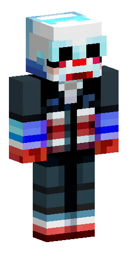 персонаж из payday 2, черный костюм, маска клоуна с флагом сша, синие перчатки Скин Майнкрафт: персонаж из payday 2, черный костюм, маска клоуна с флагом сша, синие перчатки