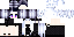 Развёртка скина Майнкрафт: Goth girl in a black coat with white hair and glasses in good…