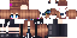 Развёртка скина Майнкрафт: Девушка с коричневыми длинными волосами, и прядками на лице, в…