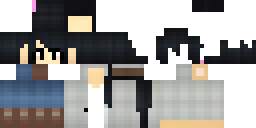 Развёртка скина Майнкрафт: A detailed Minecraft skin of a character with voluminous shaggy…
