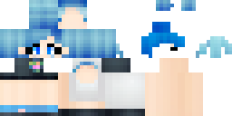Развёртка скина Майнкрафт: A girl with short blue hair and bangs to the side, in a black holey…