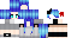 Развёртка скина Майнкрафт: A girl with short blue hair and bangs to the side, in a black holey…