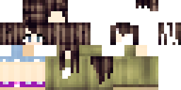 Развёртка скина Майнкрафт: Girl with long dark brown hair and light blonde straight bangs. She…